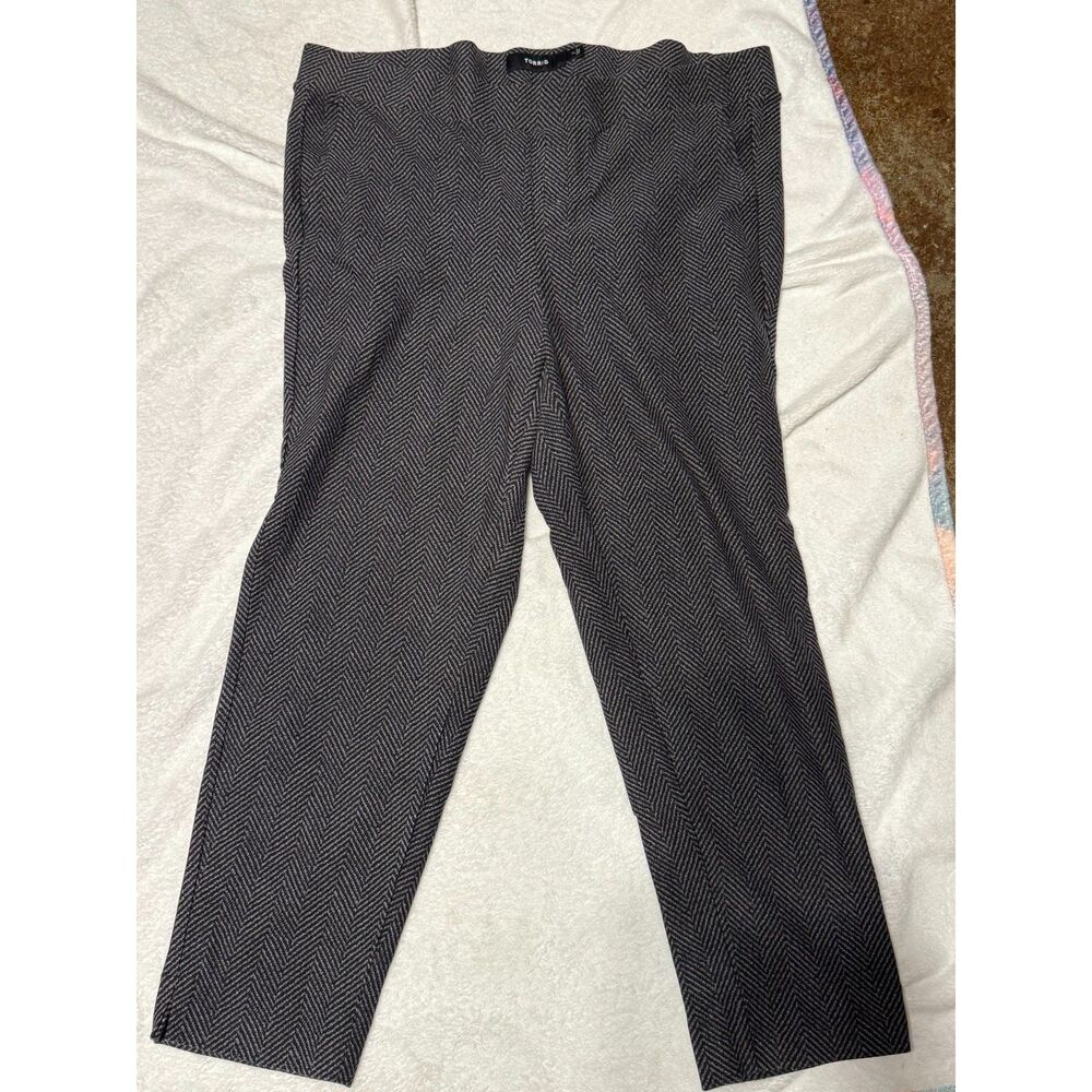 Torrid Women's Size 2 Herringbone Pull On Pants Gray Stretch Slim Straight